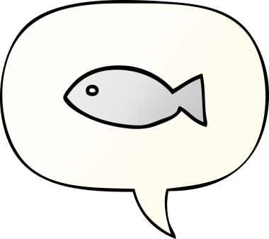 bir insan tarafından çizilmiş düzgün eğimli konuşma baloncuklu çizgi film balık sembolü