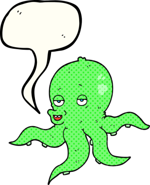 Bir insan tarafından çizilmiş karikatür karikatür ahtapotu.