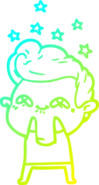 Bir insan tarafından çizilmiş, heyecanlı bir çizgi film çizimi.