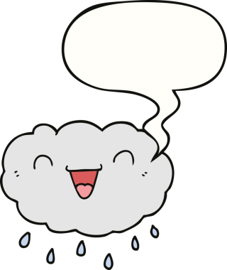 Bir insan tarafından çizilmiş mutlu karikatür bulutu.