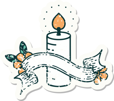 Bir insan tarafından çizilmiş mum pankartıyla eski bir etiket.