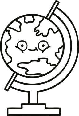 Bir insan tarafından çizilmiş dünyanın karikatürü.