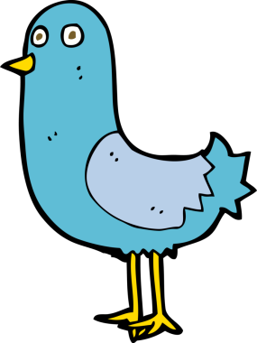 Bir insan tarafından çizilmiş çizgi film kuşu.