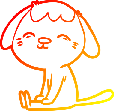 Bir insan tarafından çizilmiş mutlu çizgi film köpeğinin sıcak çizgi çizimi