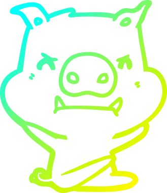 Öfkeli bir domuzun insan tarafından çizilen öfke nöbeti çizimi.