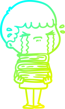 Bir insan tarafından çizilmiş ağlayan bir çizgi film karakteri çizimi.