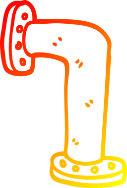 Bir insan tarafından çizilmiş karikatür su borusunun sıcak gradyan çizgisi.