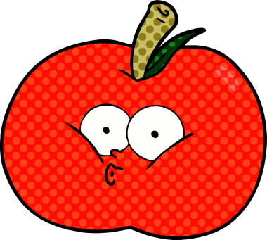 bir insan tarafından çizilmiş elma karikatürü