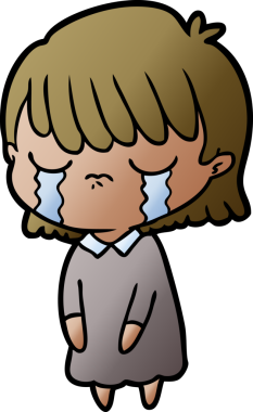 Bir insan tarafından çizilmiş ağlayan çizgi film kadını.