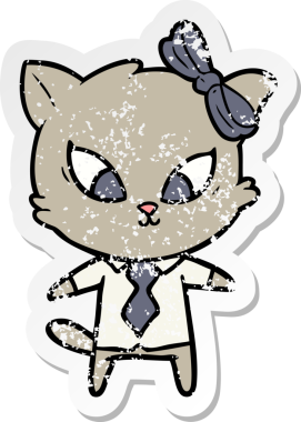 Bir insan tarafından çizilmiş karikatür bir kedinin sıkıntılı çıkartması.