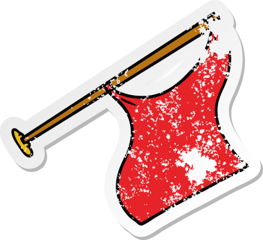 Bir insan tarafından çizilmiş bir direğin üzerine çizilmiş beyaz bir kapağın çizilmiş karikatür yapıştırması.