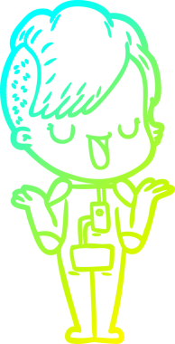 Hipster saç kesimi bir insan tarafından çizilmiş hoş bir çizgi film kızı çizimi.