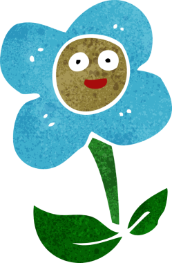 Bir insan tarafından çizilmiş karikatür çiçeği.