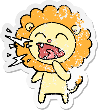 Bir insan tarafından çizilmiş kükreyen bir aslanın sıkıntılı çıkartması.