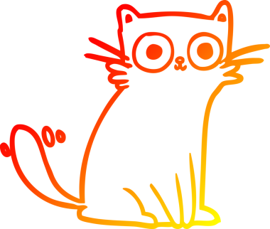 Bakan bir kedinin insan tarafından çizilmiş sıcak çizgi çizimi