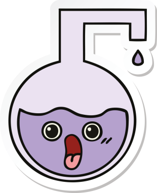 Bir insan tarafından çizilmiş şirin bir karikatür bilim deneyinin çıkartması.