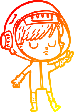 Bir insan tarafından çizilmiş bir astronot kadın çizgi çizimi.