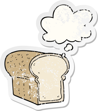 Düşünce baloncuklu çizgi film somunu insan tarafından çizilmiş yıpranmış bir çıkartma gibi