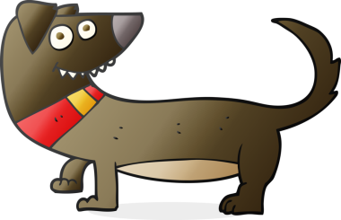 Bir insan tarafından çizilmiş bir karikatür köpeği.