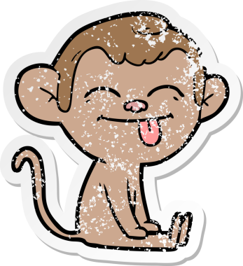 Bir insan tarafından çizilmiş komik bir maymunun sıkıntılı çıkartması.