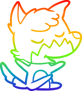 Bir insan tarafından çizilmiş dost bir tilkinin çizdiği gökkuşağı gradyan çizgisi.