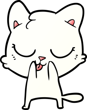 Bir insan tarafından çizilmiş çizgi film kedisi.