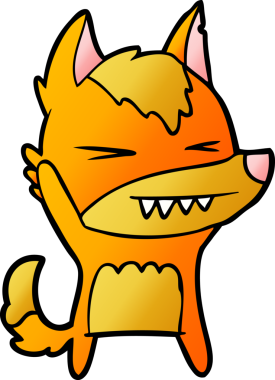 Bir insan tarafından çizilmiş tilki çizgi film karakteri