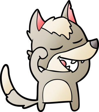 Bir insan tarafından çizilmiş gülen bir kurt.