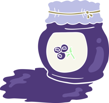 Bir insan tarafından çizilen yaban mersini reçelinin düz renk çizimi