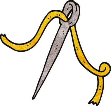 Bir insan tarafından çizilmiş karalama iğnesi ve iplik.