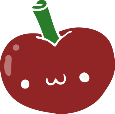 Bir insan tarafından çizilmiş düz renk çizgi film elması