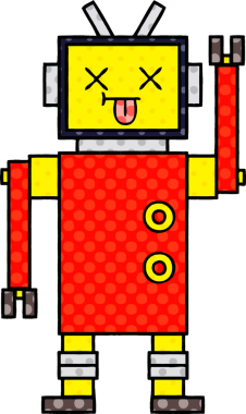 bir insan tarafından çizilmiş bir robotun çizgi roman tarzı