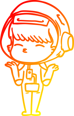 Bir insan tarafından çizilen çizgi film meraklısı astronotun sıcak gradyan çizimi