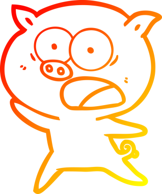 Bir insan tarafından çizilmiş bağıran çizgi film domuzu çizimi.