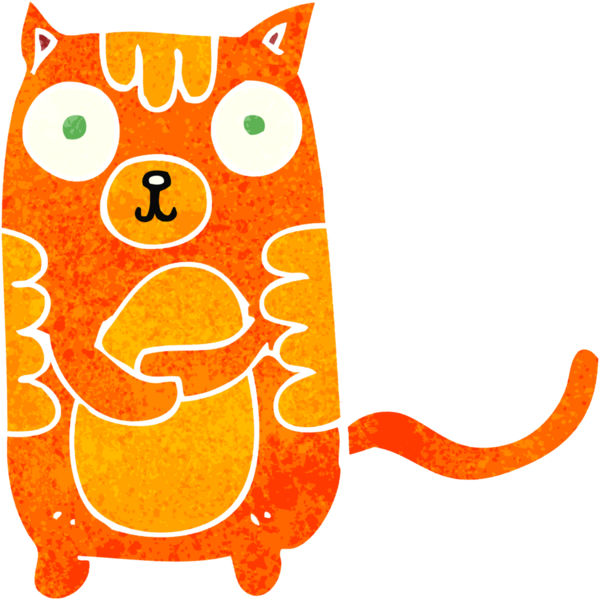 Bir insan tarafından çizilmiş çizgi film kedisi.