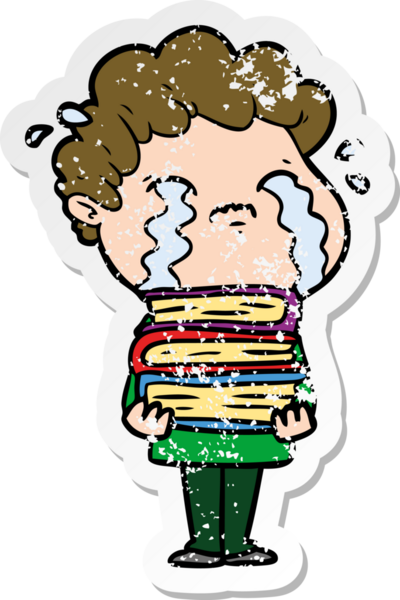 Bir insan tarafından çizilmiş ağlayan bir karikatürcünün sıkıntılı çıkartması.