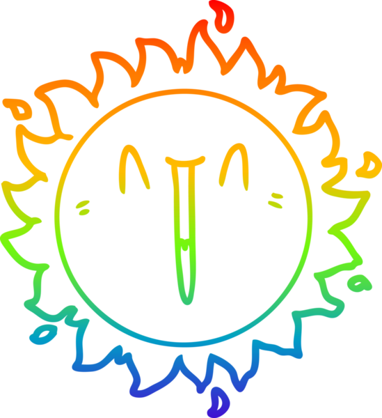 Gökkuşağı gradyan çizgisi bir insan tarafından çizilmiş mutlu bir çizgi güneşin çizimi