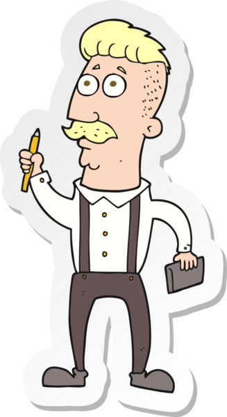 Bir insan tarafından çizilmiş defteri olan bir karikatürcünün çıkartması.