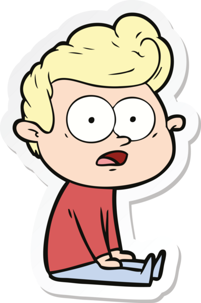 Bir insan tarafından çizilmiş, dik dik bakan bir çizgi film çıkartması.