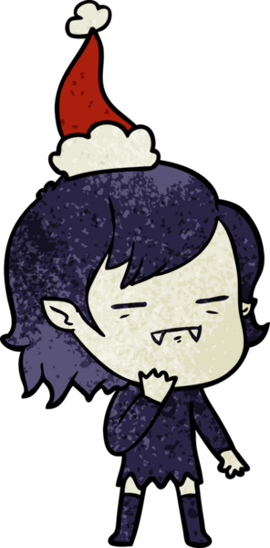 Bir insan tarafından çizilmiş Noel Baba şapkası giyen ölümsüz bir vampirin el çizimi karikatürü.