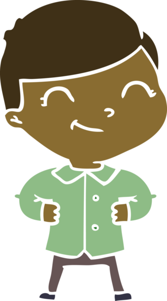 Düz renkli çizgi film karakteri, elleri kalçasında bir insan tarafından çizilmiş.