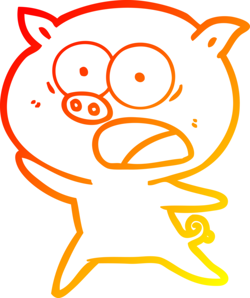 Bir insan tarafından çizilmiş bağıran çizgi film domuzu çizimi.