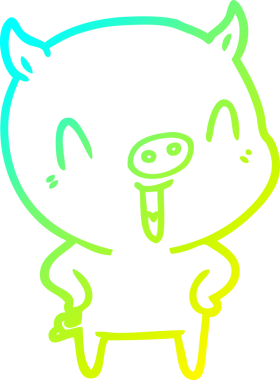 Bir insan tarafından çizilmiş mutlu çizgi film domuzu çizimi.