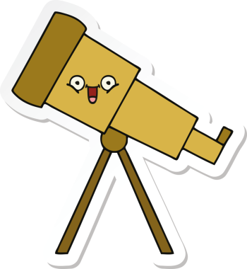 Bir insan tarafından çizilmiş sevimli bir teleskop çıkartması.