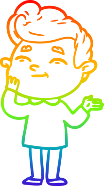 gökkuşağı gradyanı çizimi bir insan tarafından çizilmiş mutlu bir çizgi film adamı