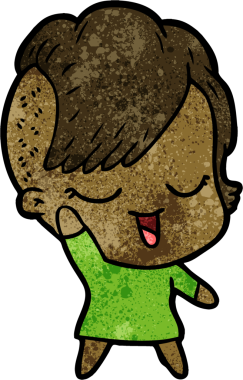 Bir insan tarafından çizilmiş mutlu çizgi film kızı.