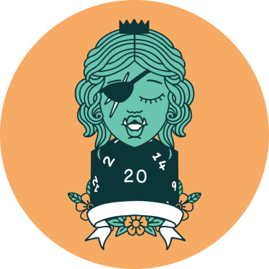 Bir insan tarafından çizilmiş 20 zarlı yarı ork haydut karakter simgesi