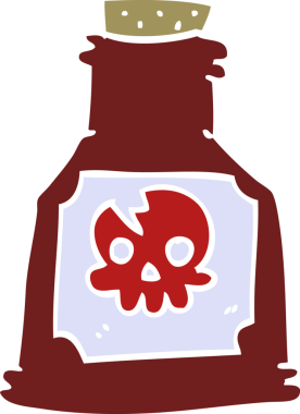 Bir insan tarafından çizilmiş bir karalama zehir şişesi.