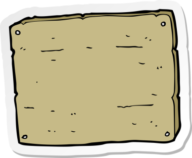 Bir insan tarafından çizilmiş tahta bir karikatür çıkartması.