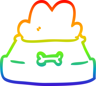 Gökkuşağı gradyan çizgisi bir insan tarafından çizilmiş evcil hayvan kasesinin çizimi